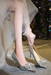 Glänzende High Heels mit Kristallen Hochzeitsschuhe