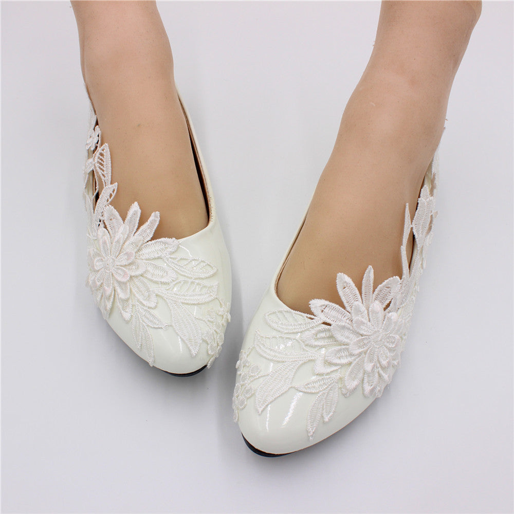 Elegante Spitze dreidimensionale Blume Zweig Hochzeit Schuhe