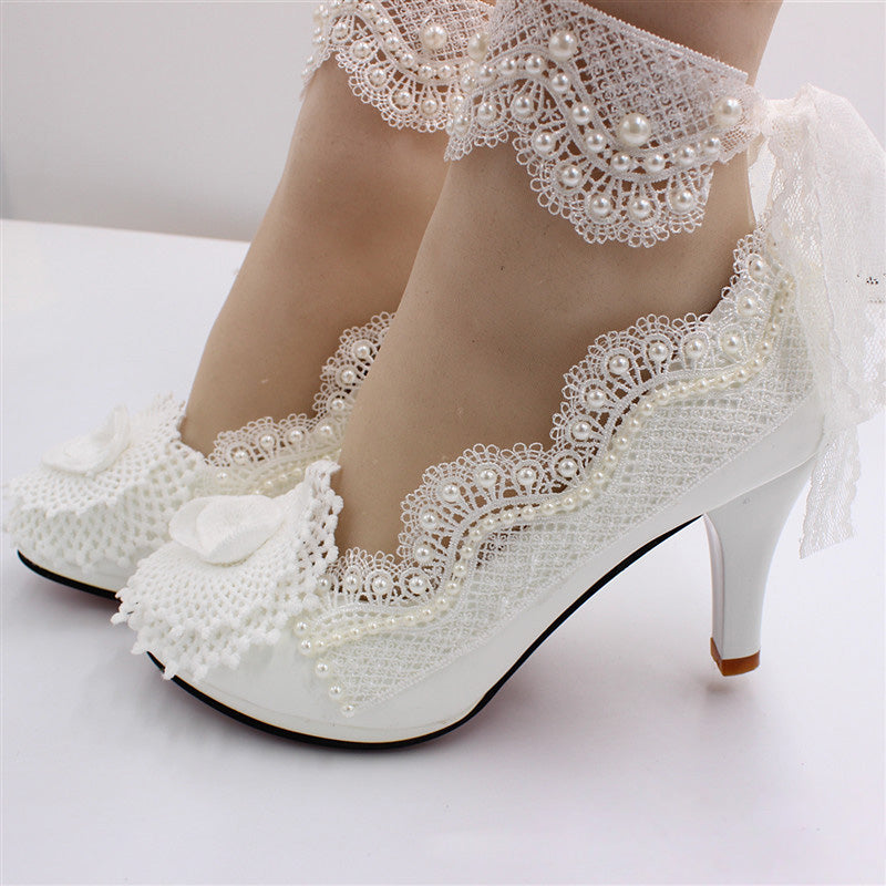 Vintage Fischernetz Blume Perle Welle Hochzeit Schuhe