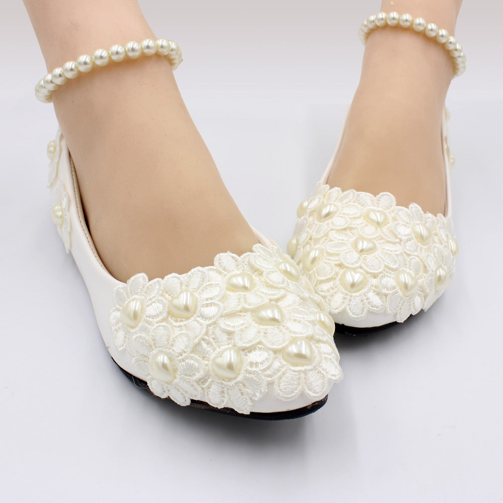 Süßes Herz Perle kleine Blume Hochzeit Schuhe