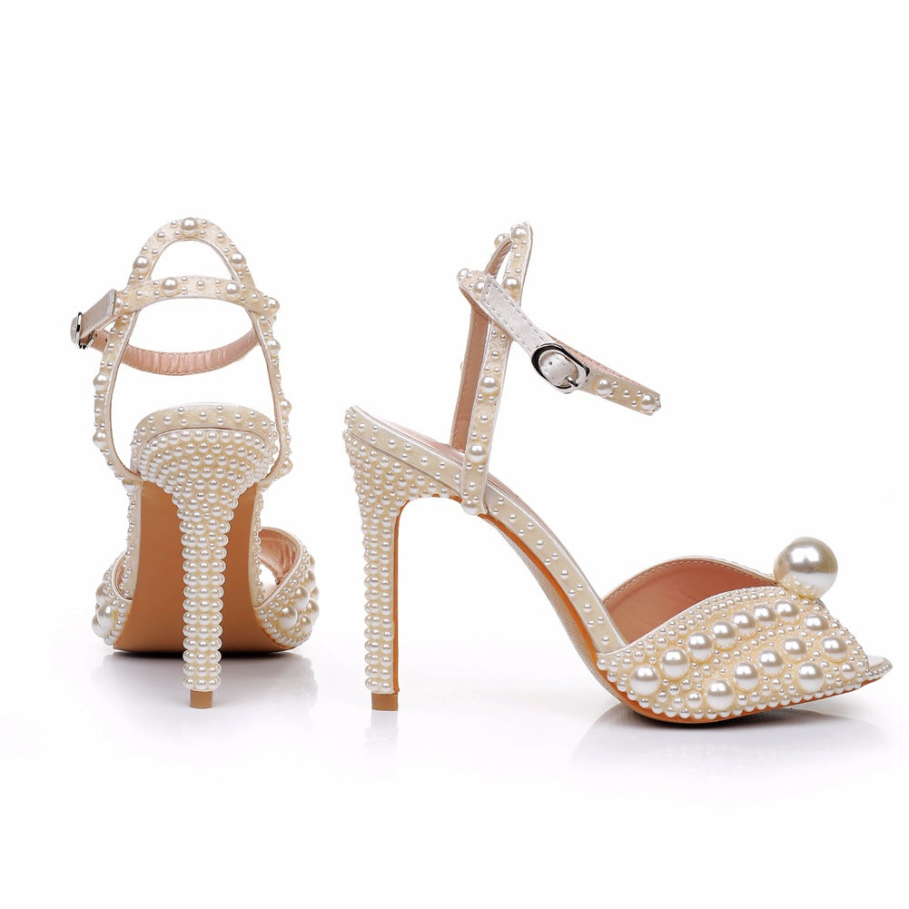 Elegante Perlen Peep Toe Ultra High Heel