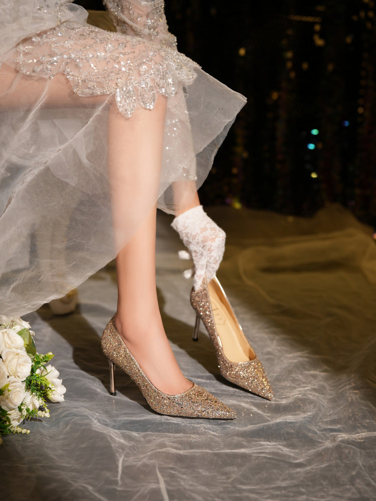 Atemberaubende High Heels mit Kristallen Hochzeitsschuhe