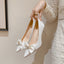 Süße Elegante Satin Perle Dekoration Diamante Liebe Ferse Hochzeit Schuhe