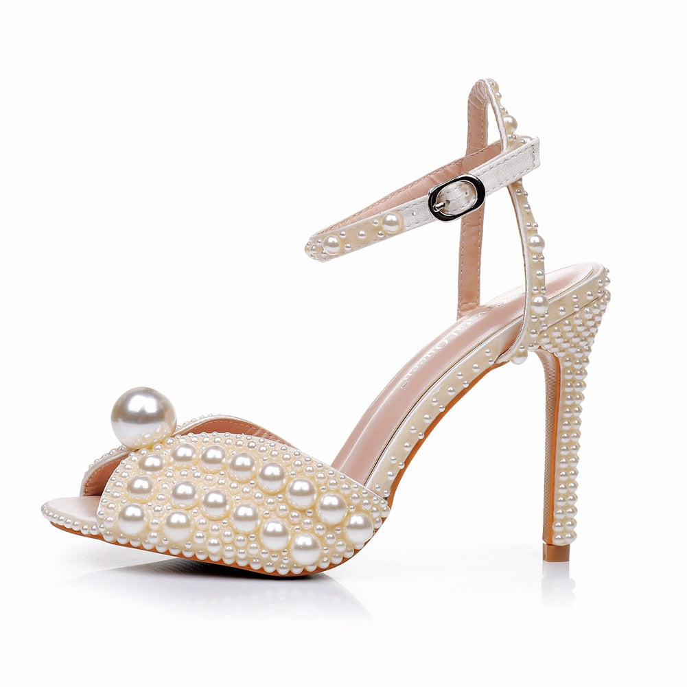 Elegante Perlen Peep Toe Ultra High Heel