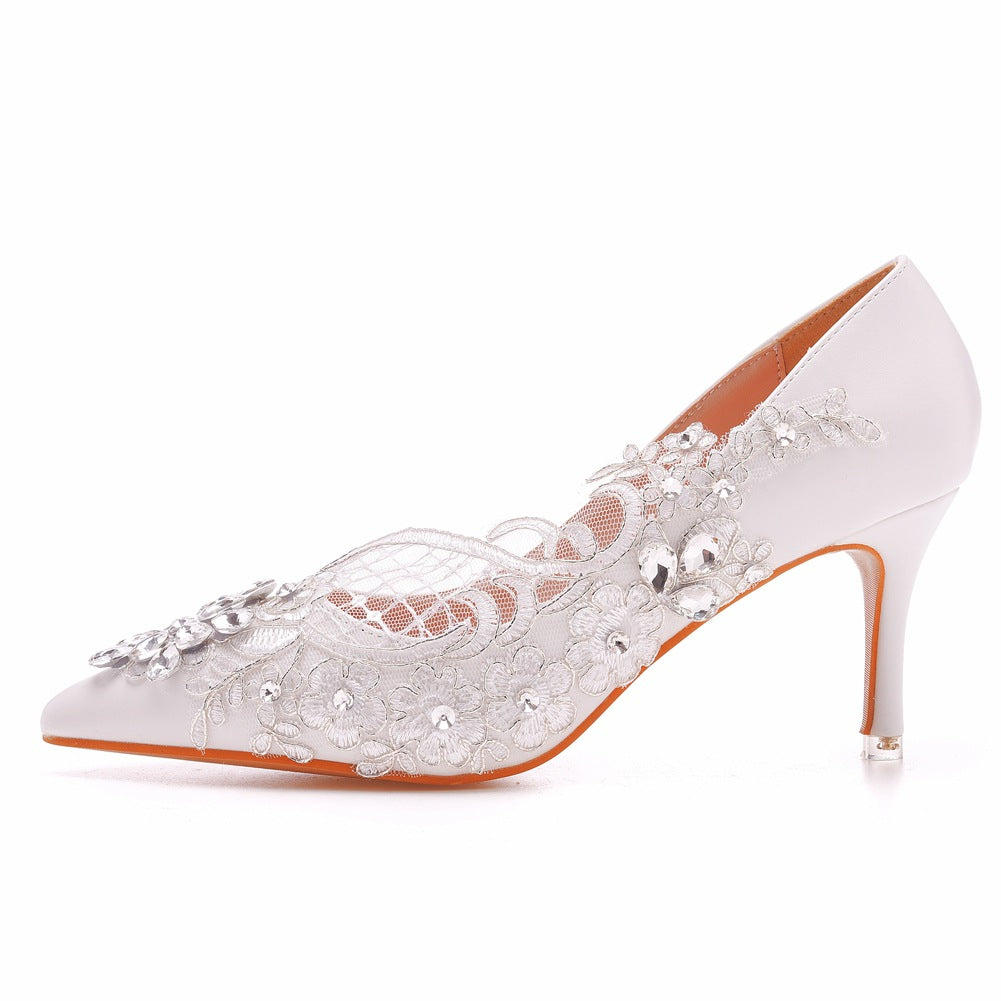 Hochzeitsschuhe Für Damen Strass Spitze Stiletto