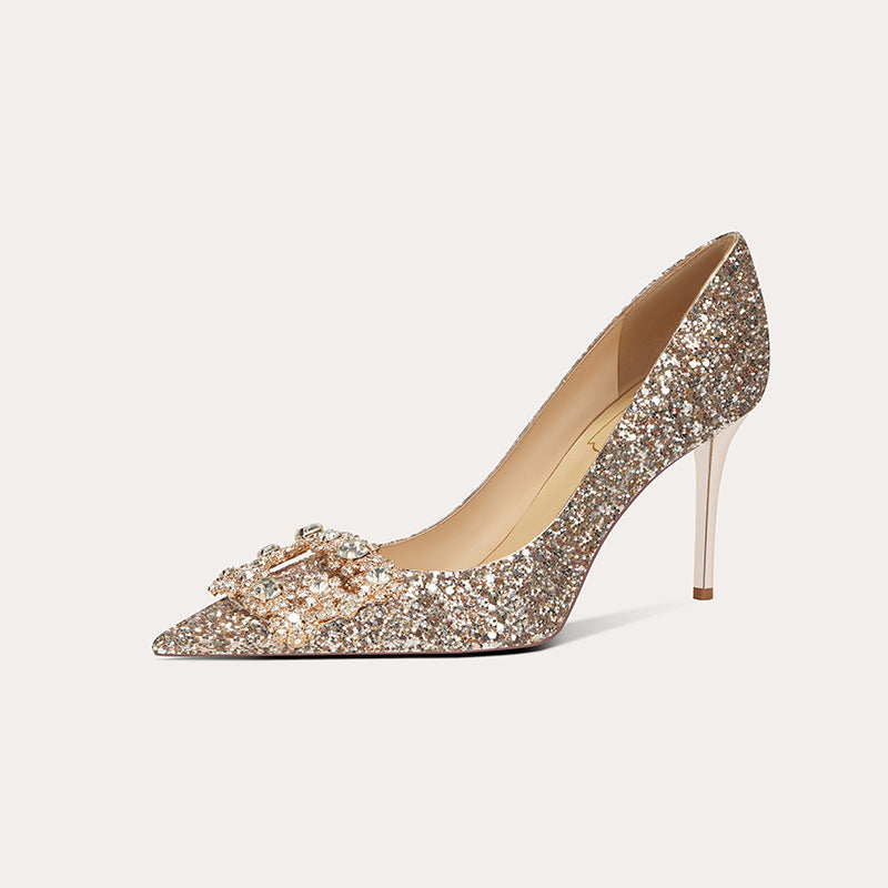 Elegante High Heels mit Diamanten Hochzeitsschuhe