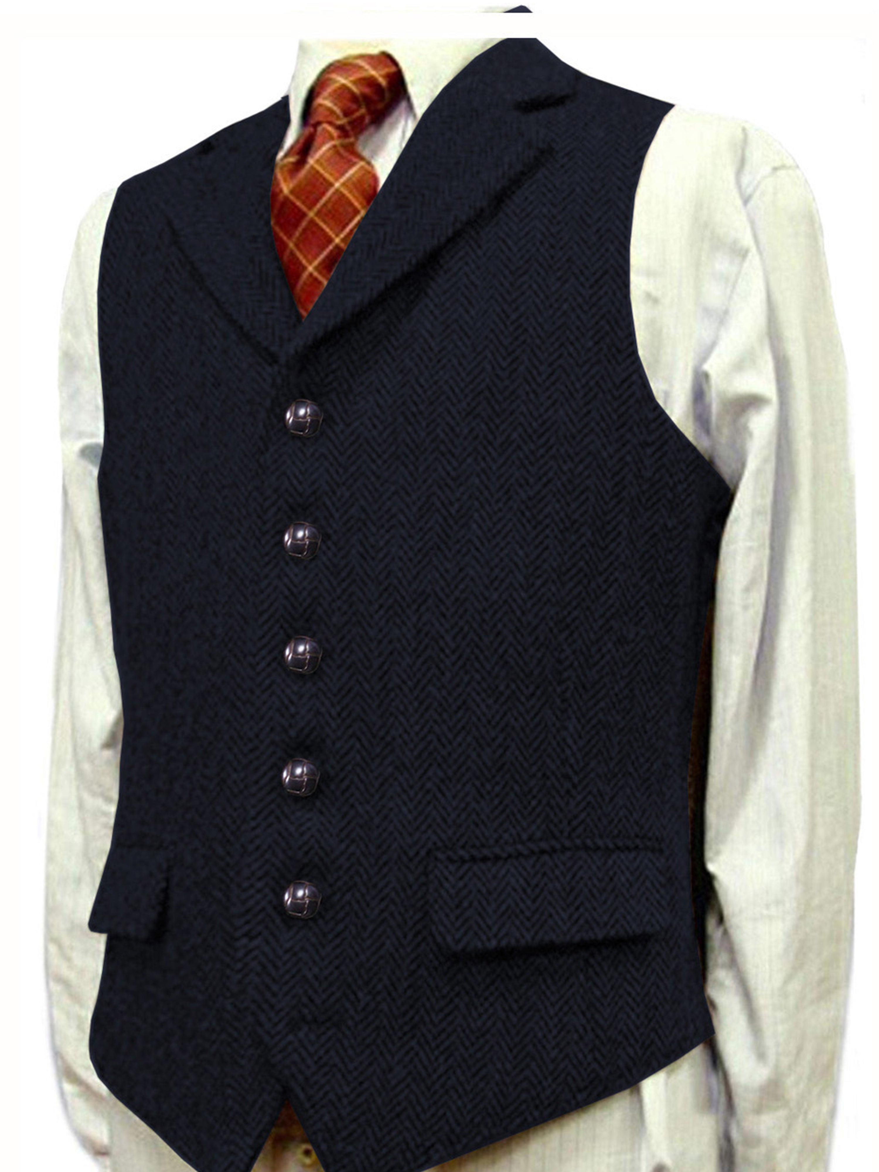 Herrenweste Herringbone Hochzeit Bräutigam Best Business Slim Vest