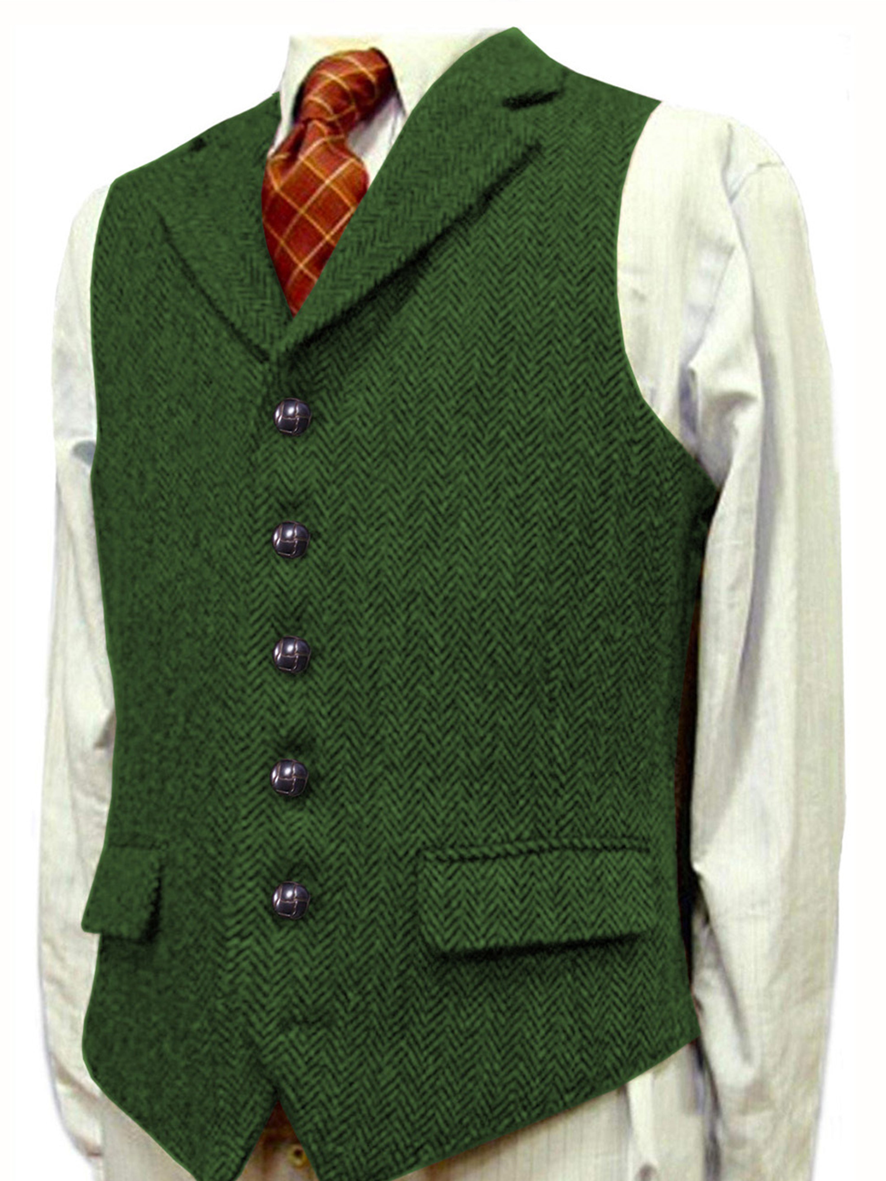 Herrenweste Herringbone Hochzeit Bräutigam Best Business Slim Vest