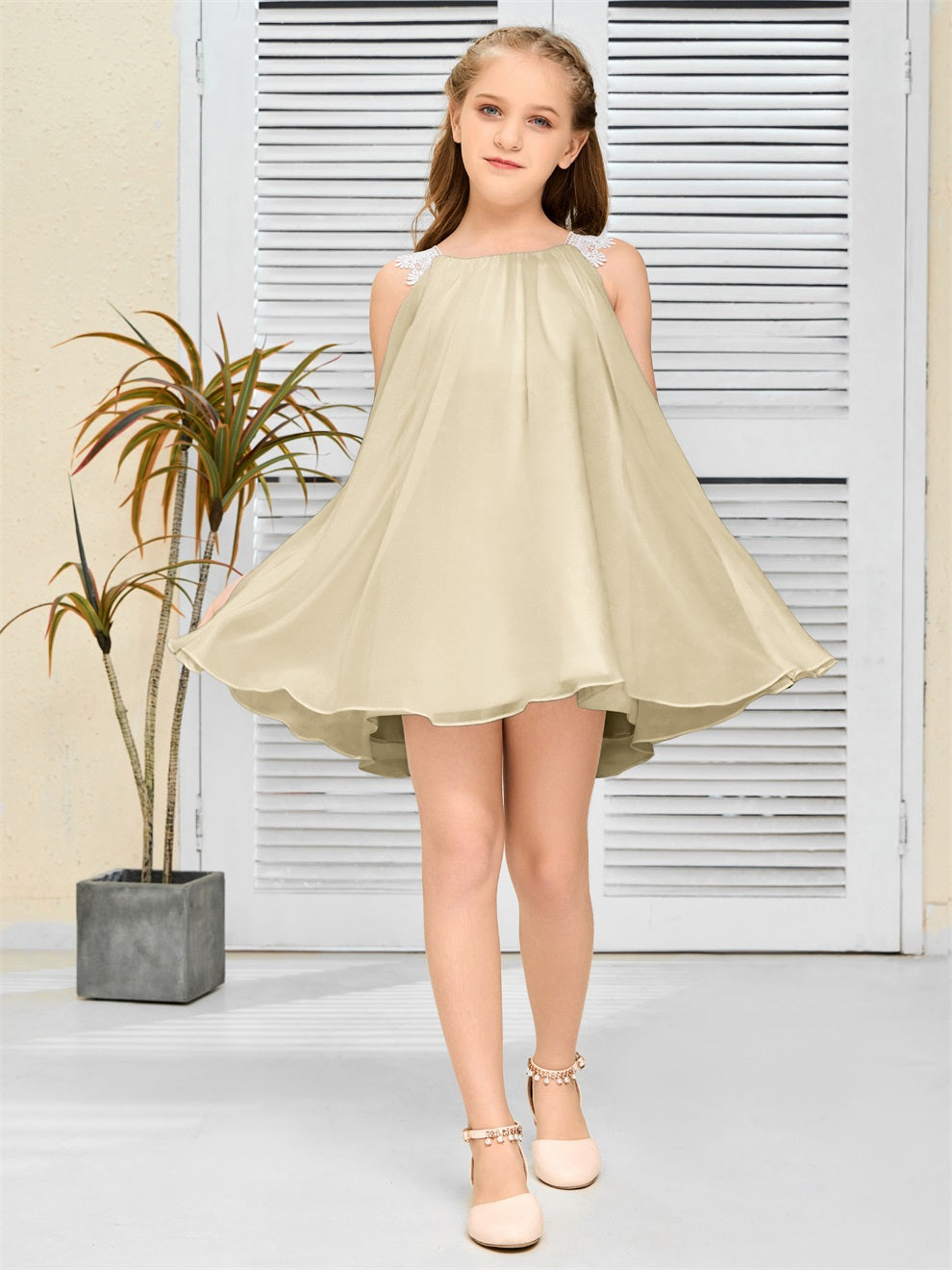 Chiffon Kurzes Junior Brautjungfernkleid