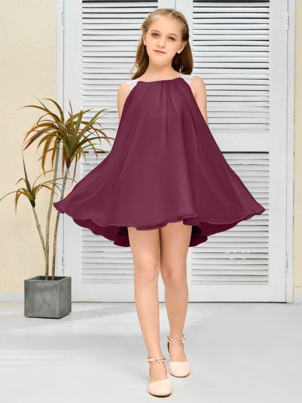 Chiffon Kurzes Junior Brautjungfernkleid