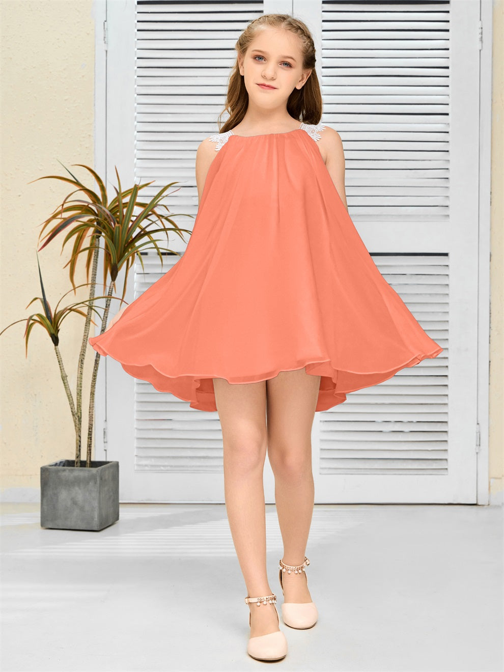 Chiffon Kurzes Junior Brautjungfernkleid