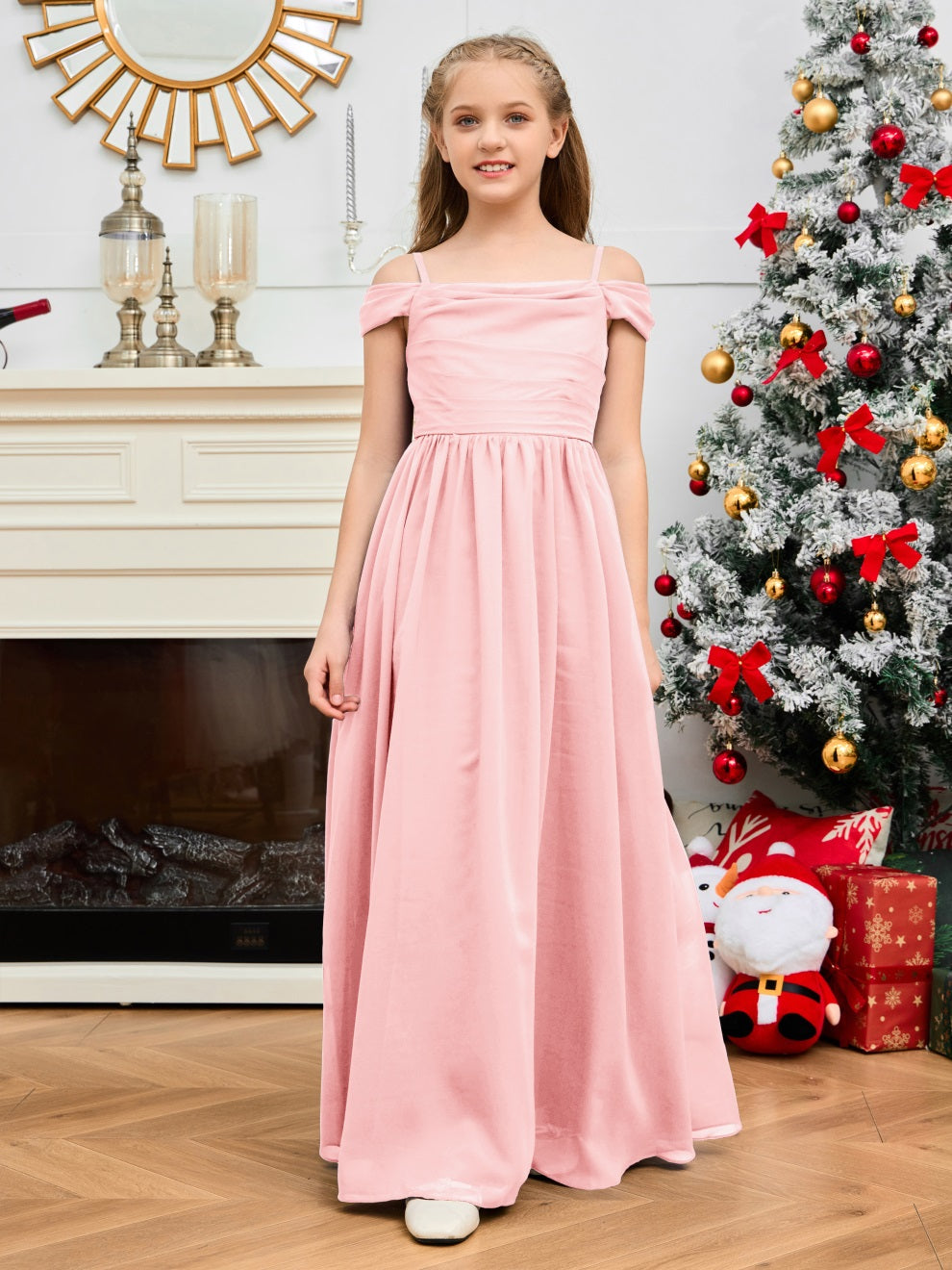 Wunderschönes Halter Chiffon Junior Brautjungfernkleid