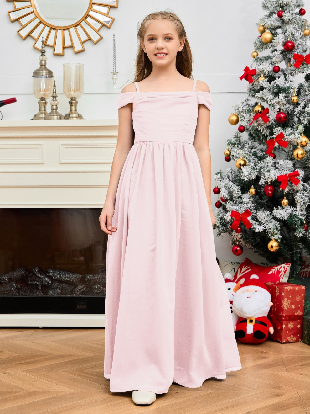 Wunderschönes Halter Chiffon Junior Brautjungfernkleid