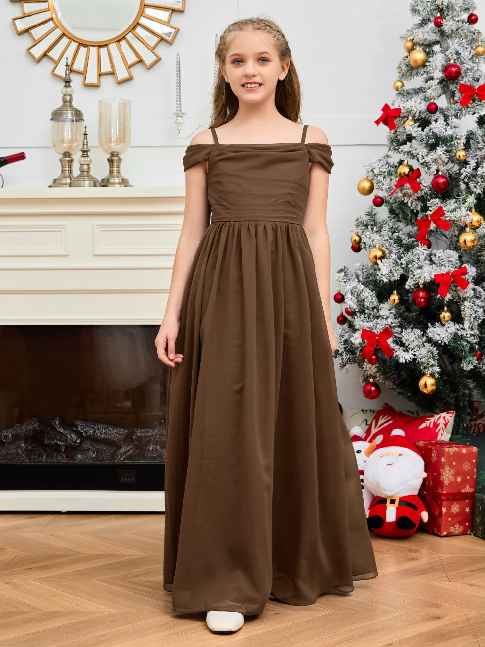 Wunderschönes Halter Chiffon Junior Brautjungfernkleid