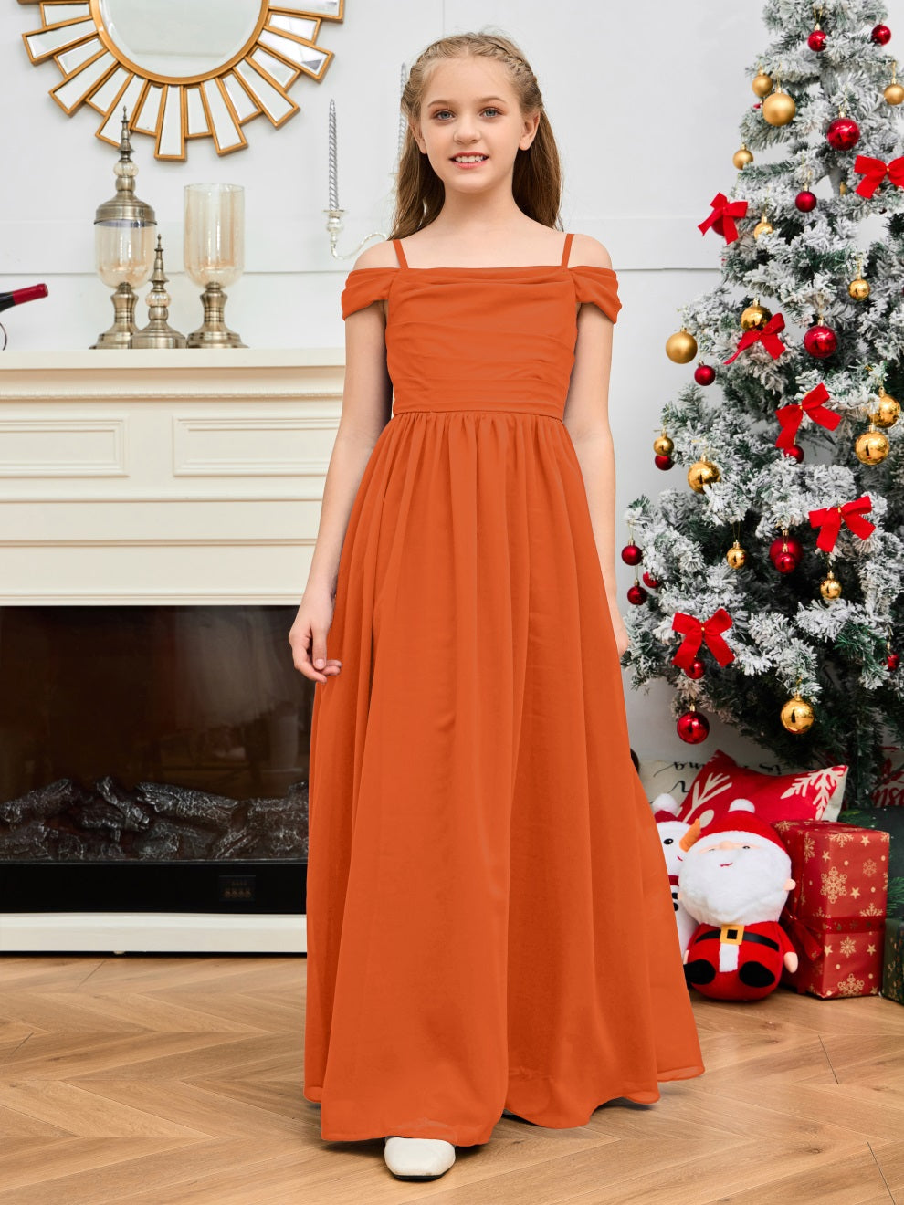 Wunderschönes Halter Chiffon Junior Brautjungfernkleid