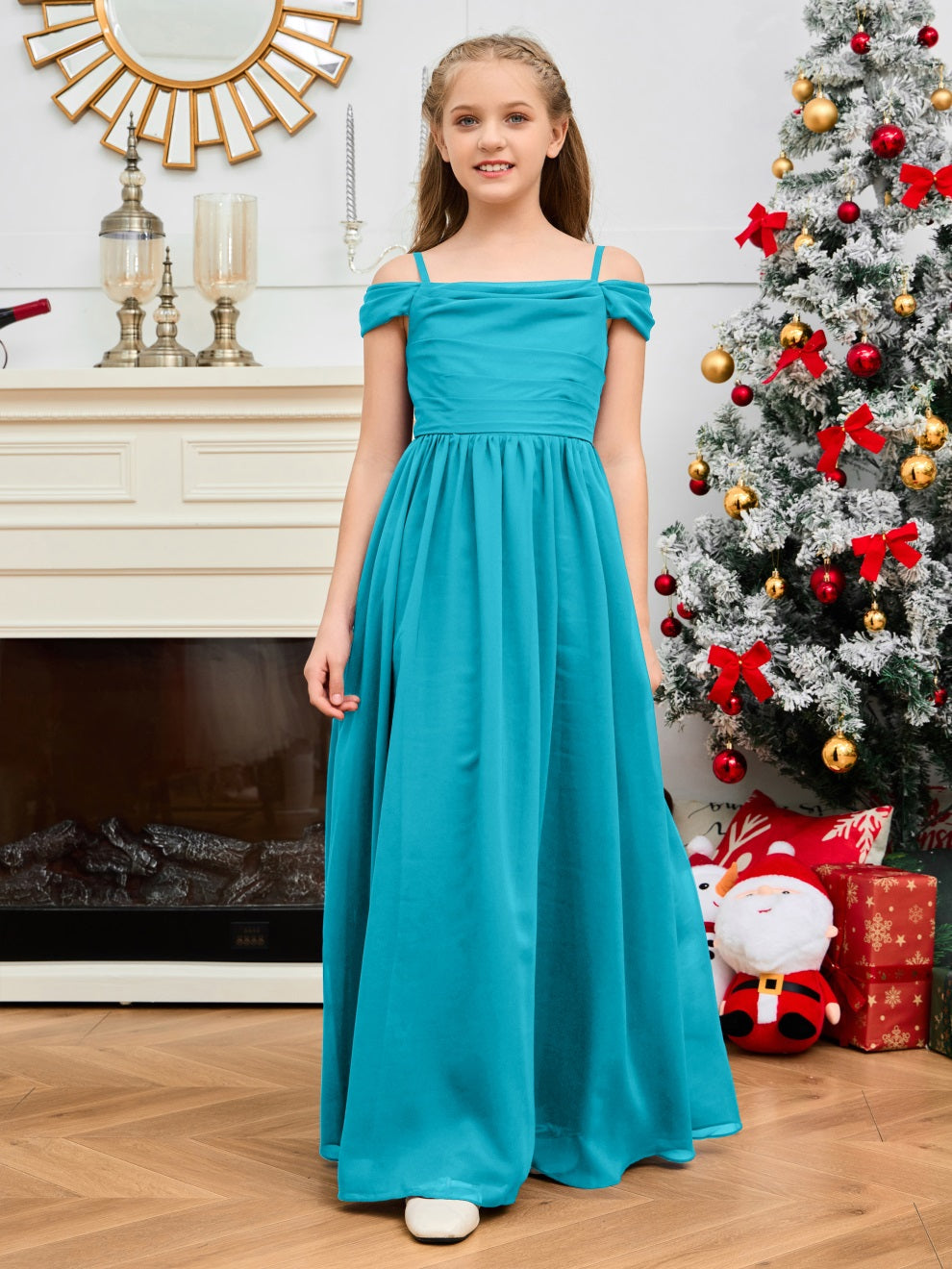 Wunderschönes Halter Chiffon Junior Brautjungfernkleid