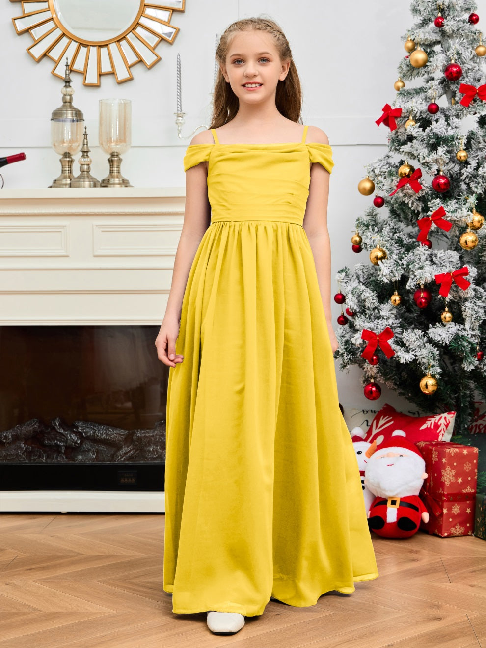 Wunderschönes Halter Chiffon Junior Brautjungfernkleid