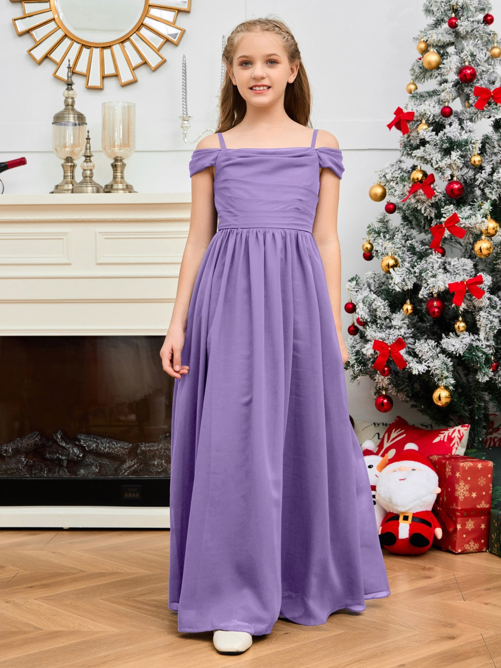 Wunderschönes Halter Chiffon Junior Brautjungfernkleid