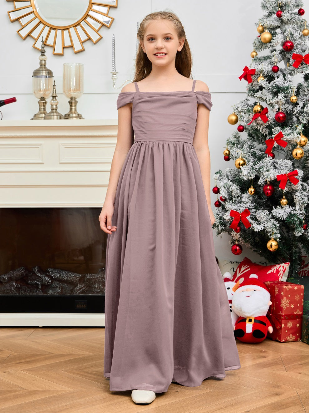 Wunderschönes Halter Chiffon Junior Brautjungfernkleid