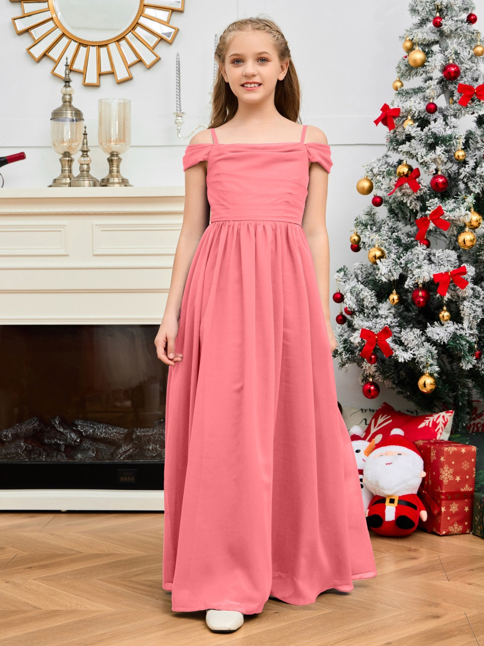 Wunderschönes Halter Chiffon Junior Brautjungfernkleid