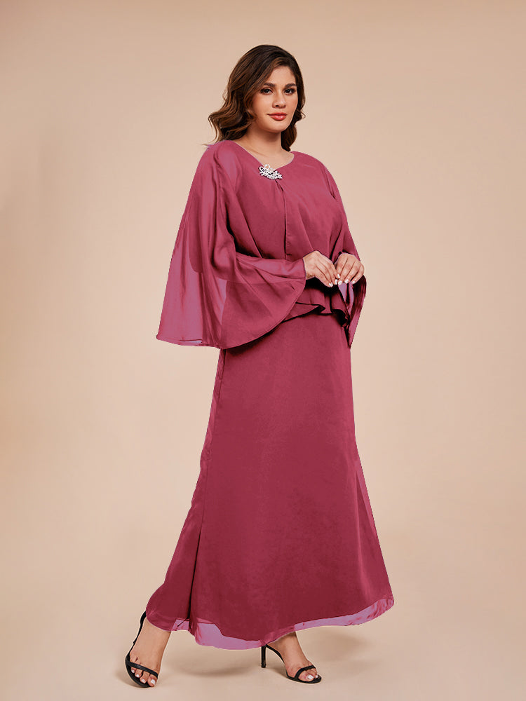 Classy Spalte Knöchellang Chiffon Mutter der Braut Kleid mit Kristall