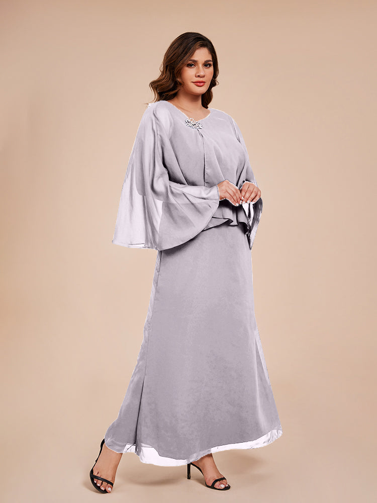 Classy Spalte Knöchellang Chiffon Mutter der Braut Kleid mit Kristall