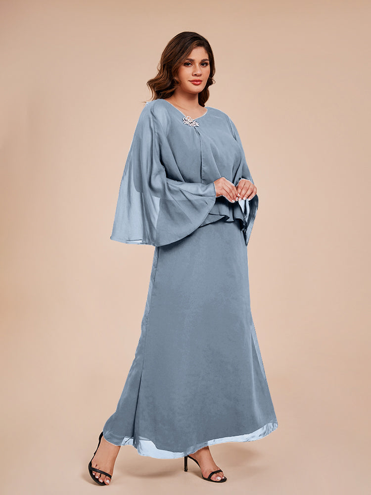 Classy Spalte Knöchellang Chiffon Mutter der Braut Kleid mit Kristall