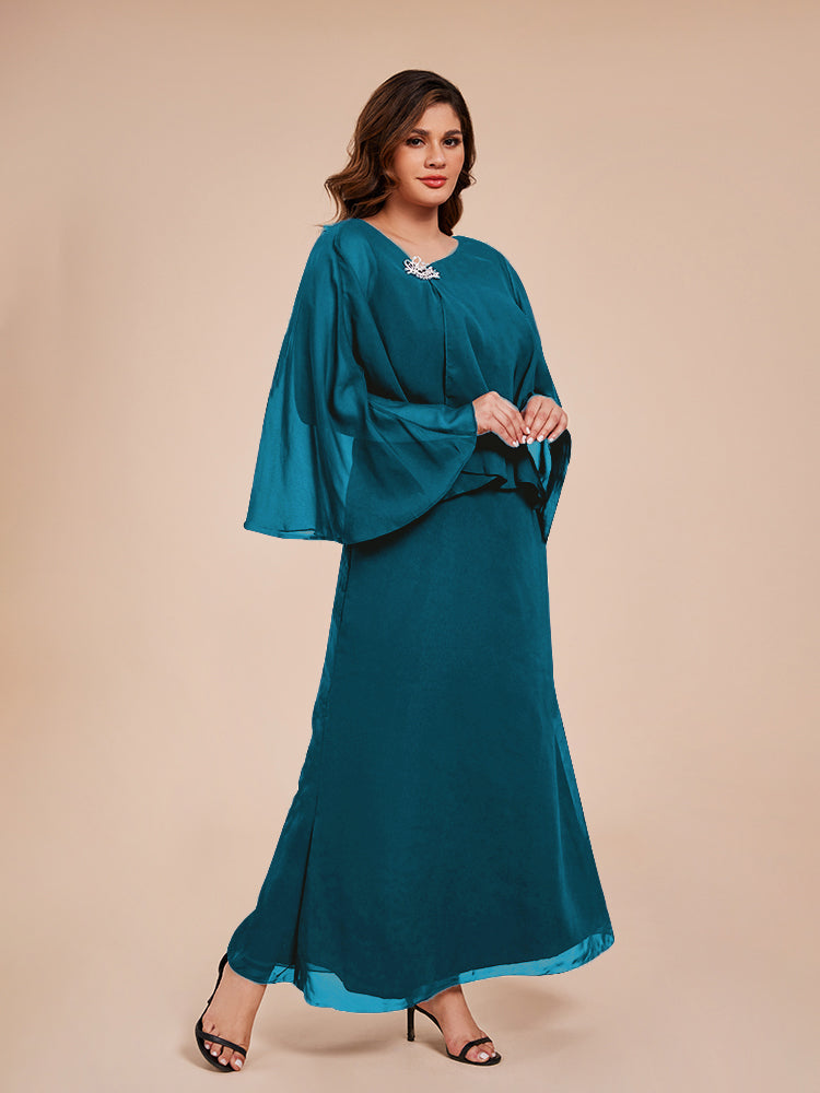 Classy Spalte Knöchellang Chiffon Mutter der Braut Kleid mit Kristall