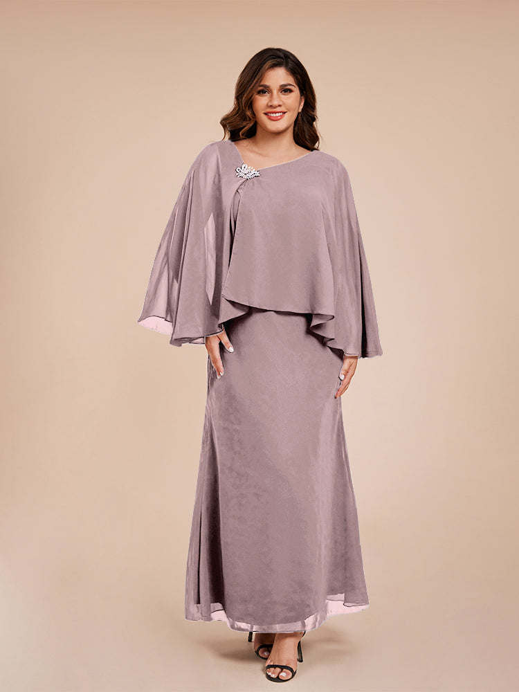 Classy Spalte Knöchellang Chiffon Mutter der Braut Kleid mit Kristall