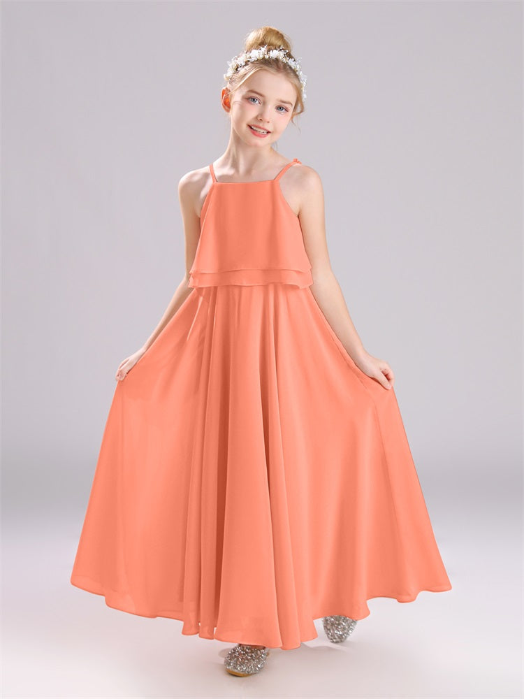 Träger bodenlang Chiffon Junior Brautjungfernkleider