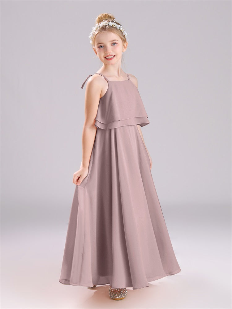 Träger bodenlang Chiffon Junior Brautjungfernkleider