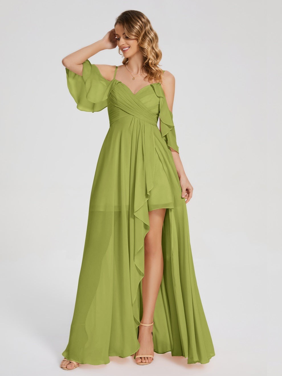 Lilah Asymmetrisch Off-Shoulder Chiffon Brautjungfernkleider