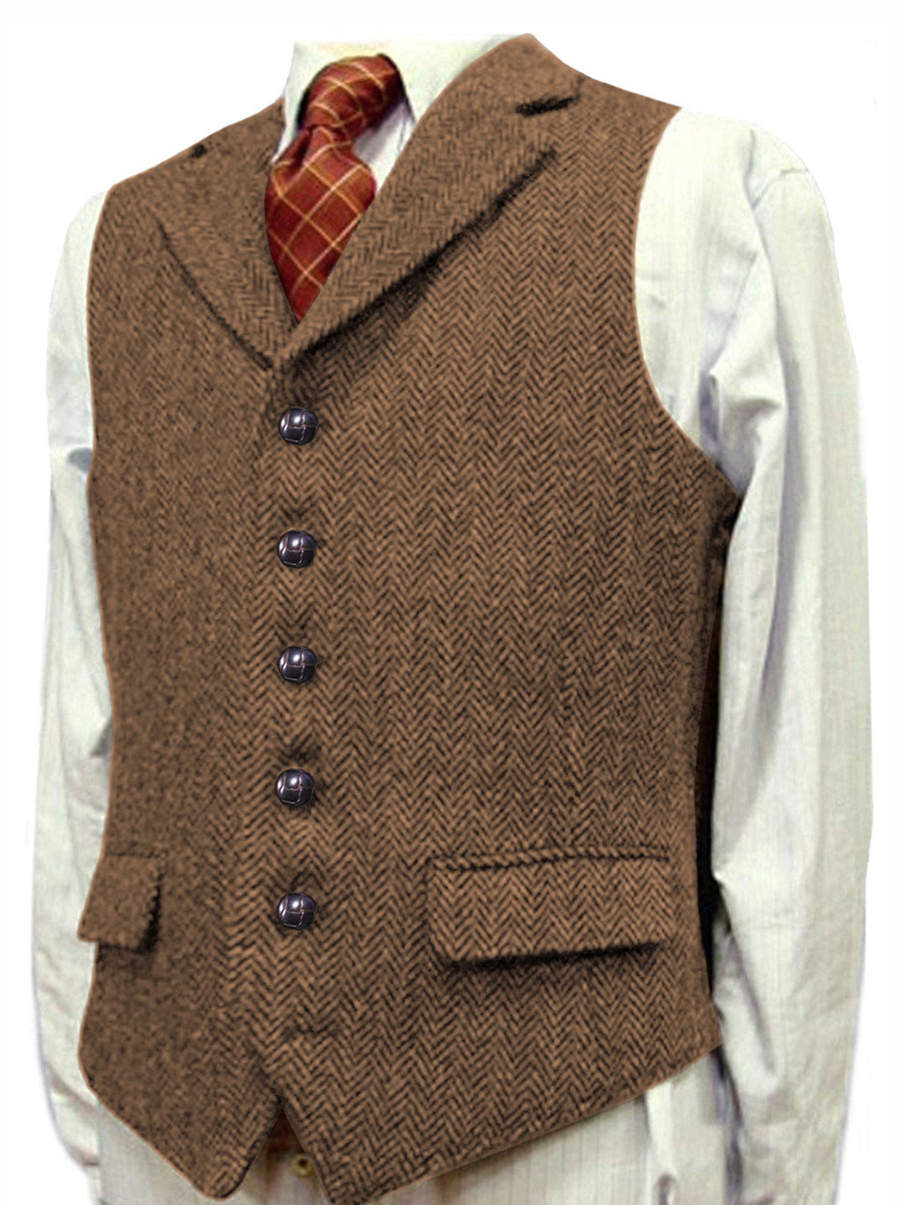 Herrenweste Herringbone Hochzeit Bräutigam Best Business Slim Vest