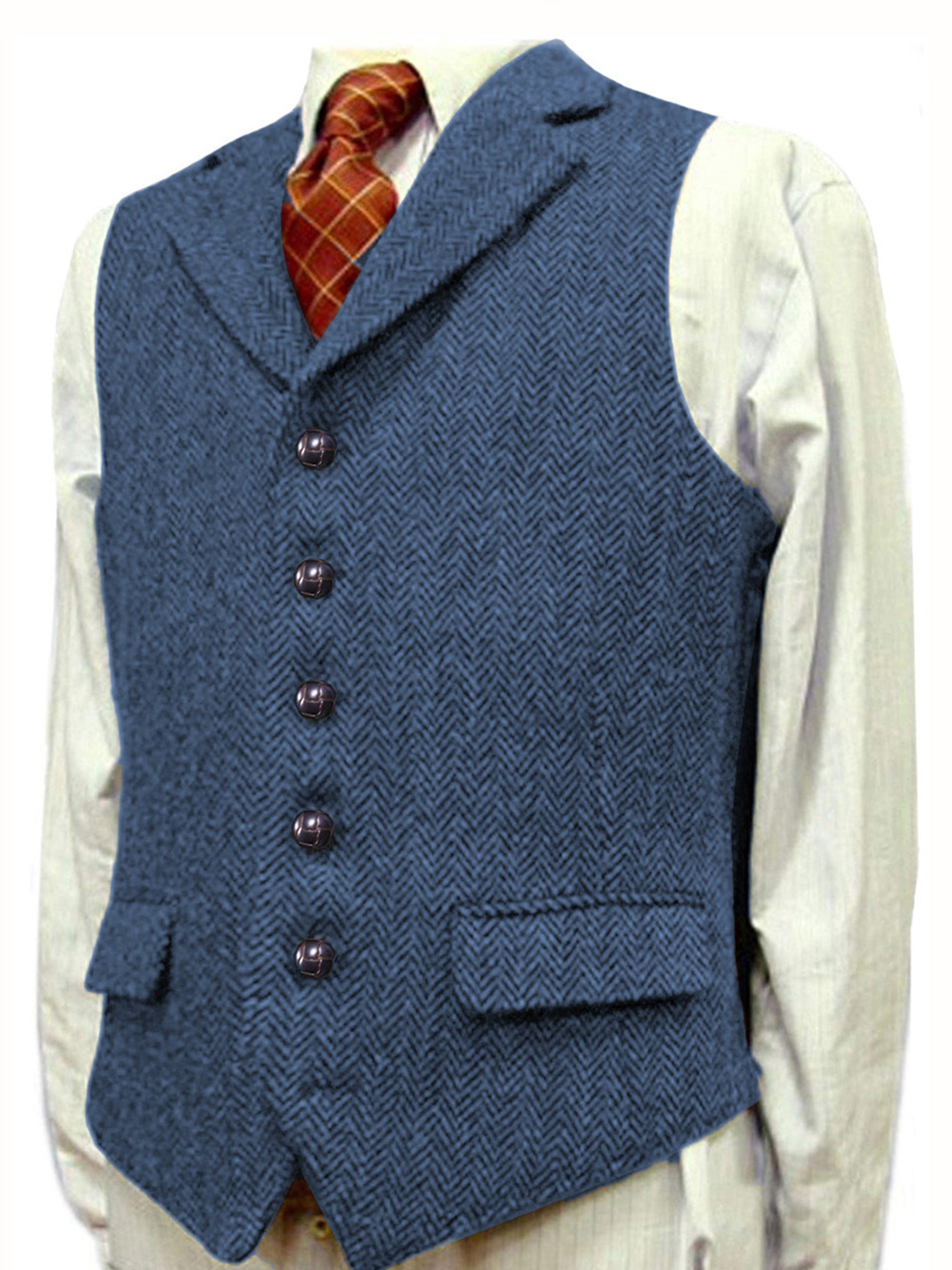 Herrenweste Herringbone Hochzeit Bräutigam Best Business Slim Vest