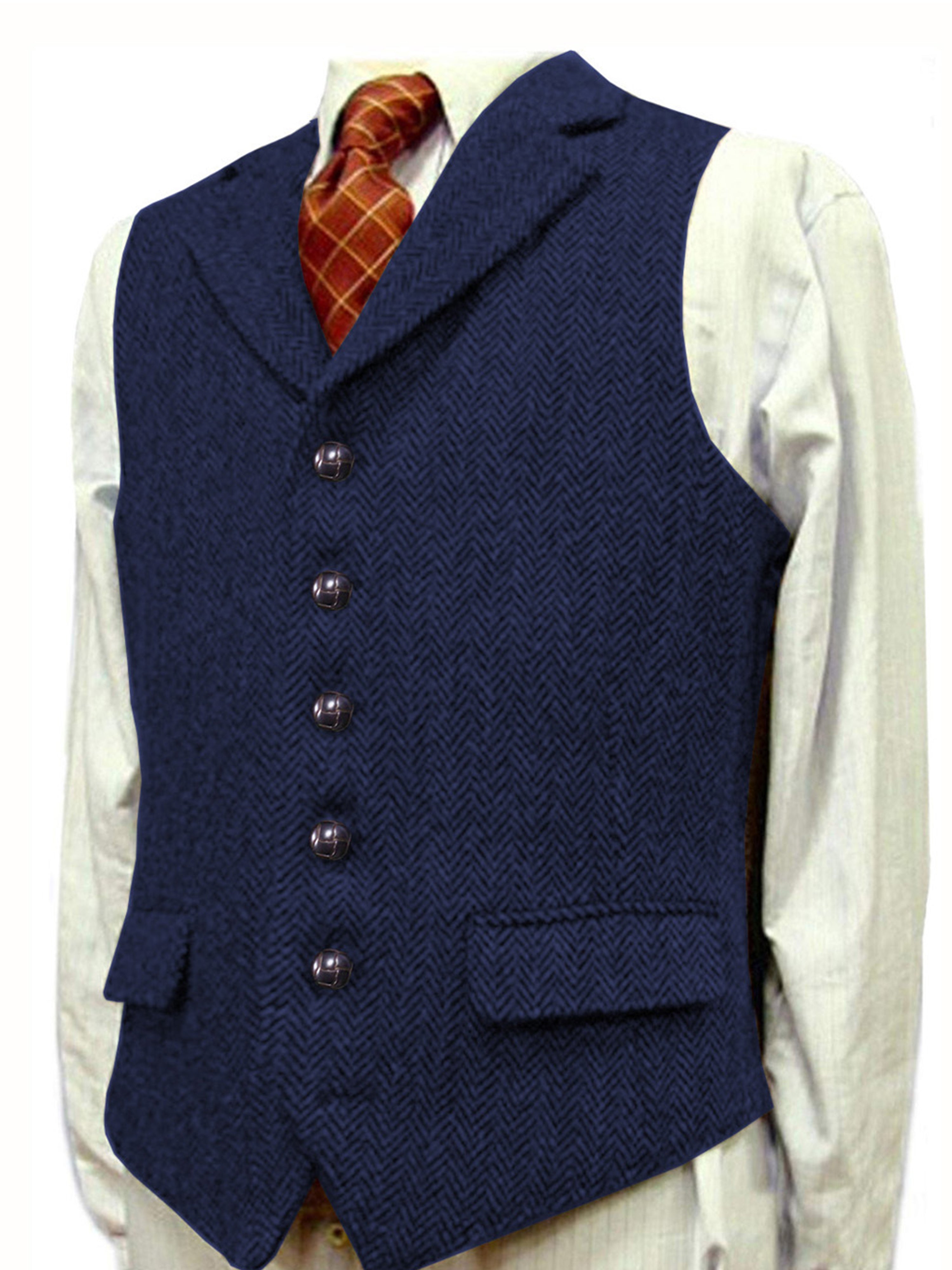 Herrenweste Herringbone Hochzeit Bräutigam Best Business Slim Vest