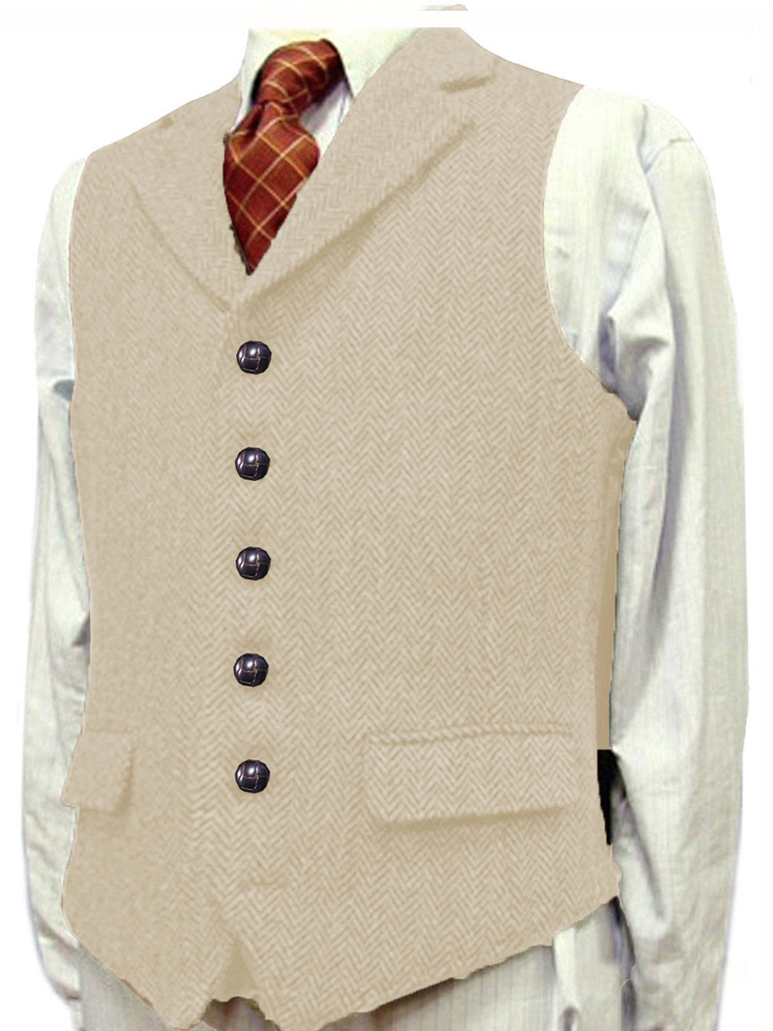 Herrenweste Herringbone Hochzeit Bräutigam Best Business Slim Vest