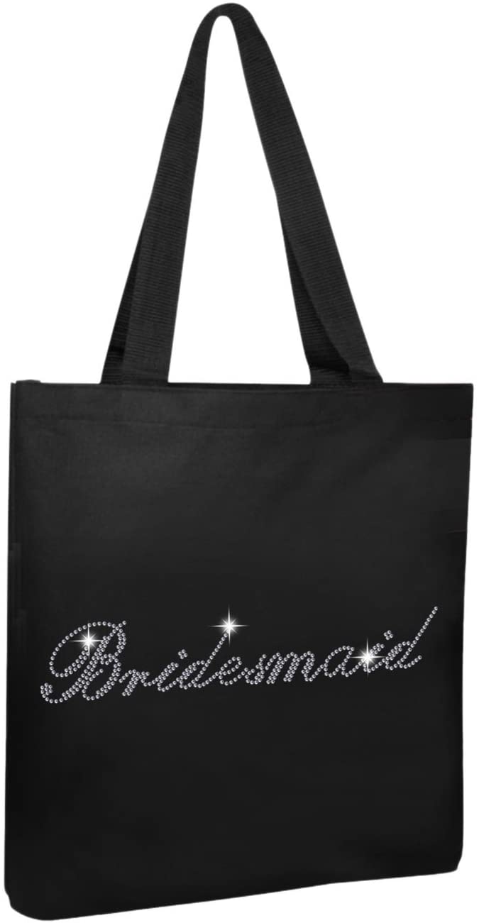 Schwarze Brautjungfer Schwarze Luxus-Kristall-Einkaufstasche Baumwolle Hochzeit Geschenktüte