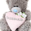 Grauer weicher flauschiger Plüsch Tatty Hochzeitstag Plüsch Teddybär hält Herz Brautjungfer Kissen gepolstert