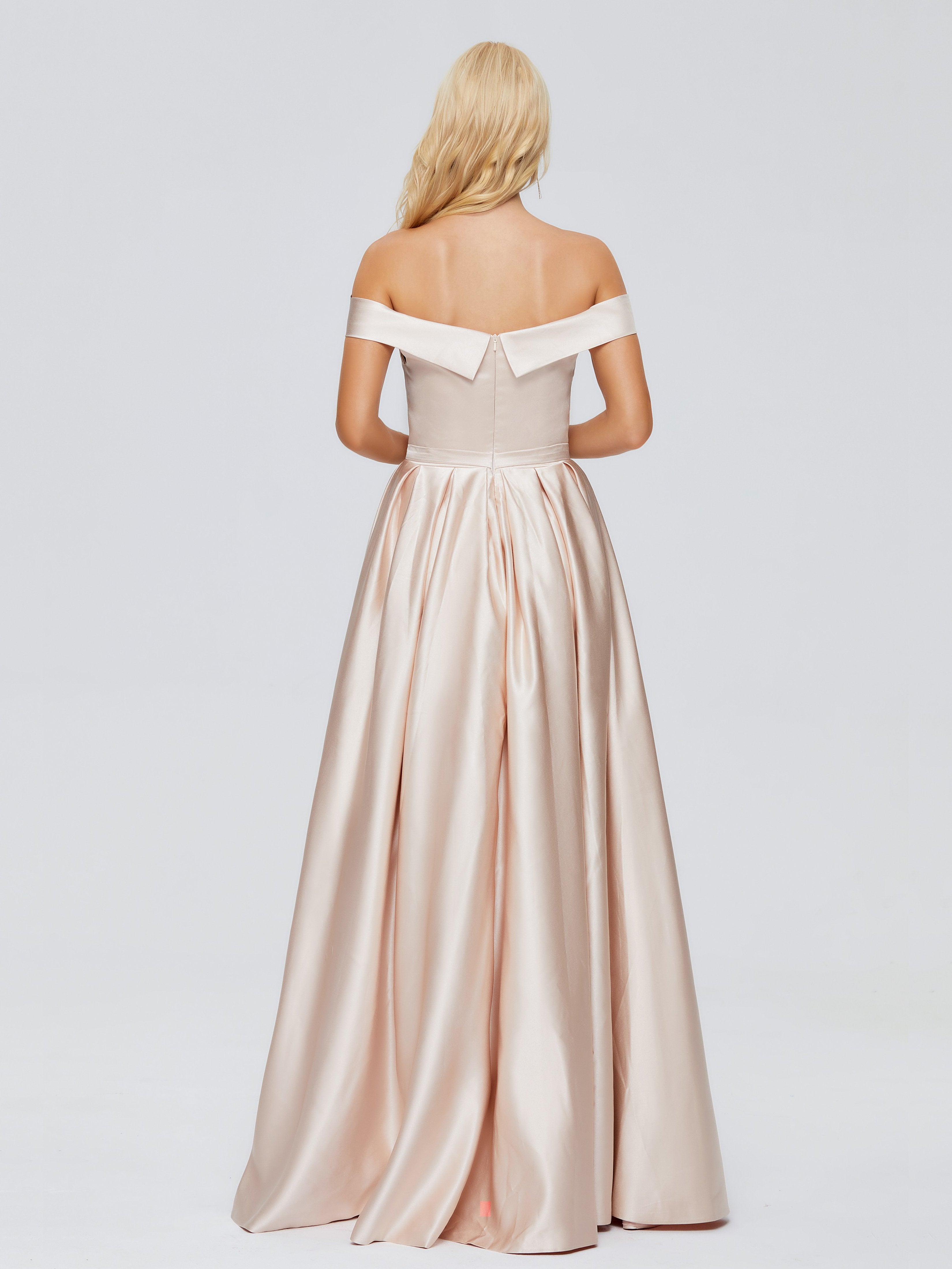 Annabelle Trägerlos Schlitz Satin Partykleid