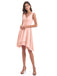Esperanza A-Linie High-Low V-Ausschnitt Chiffon Kurze Brautjungfernkleider