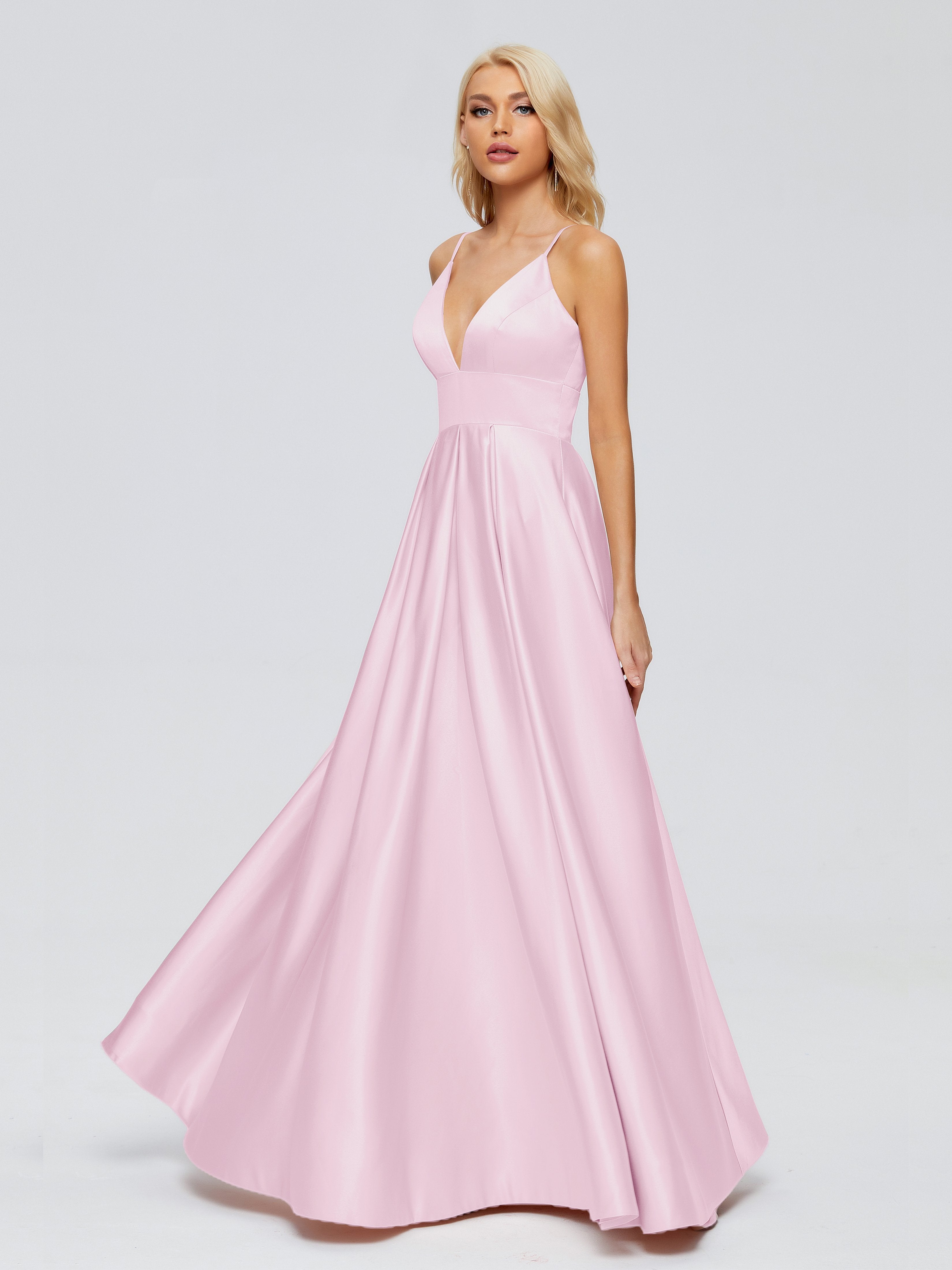 Faiths Dünne Träger Satin Partykleid