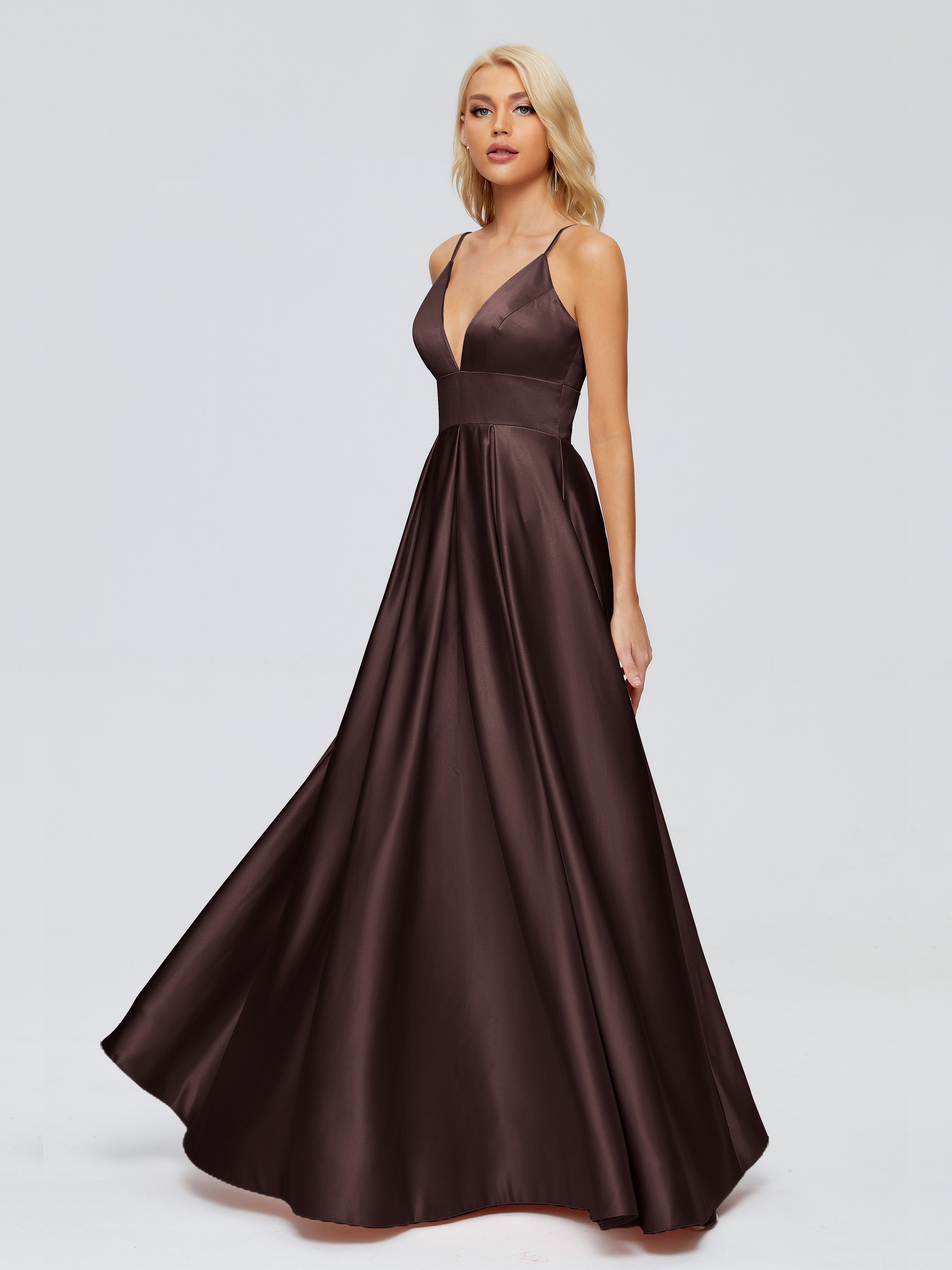 Faiths Dünne Träger Satin Partykleid