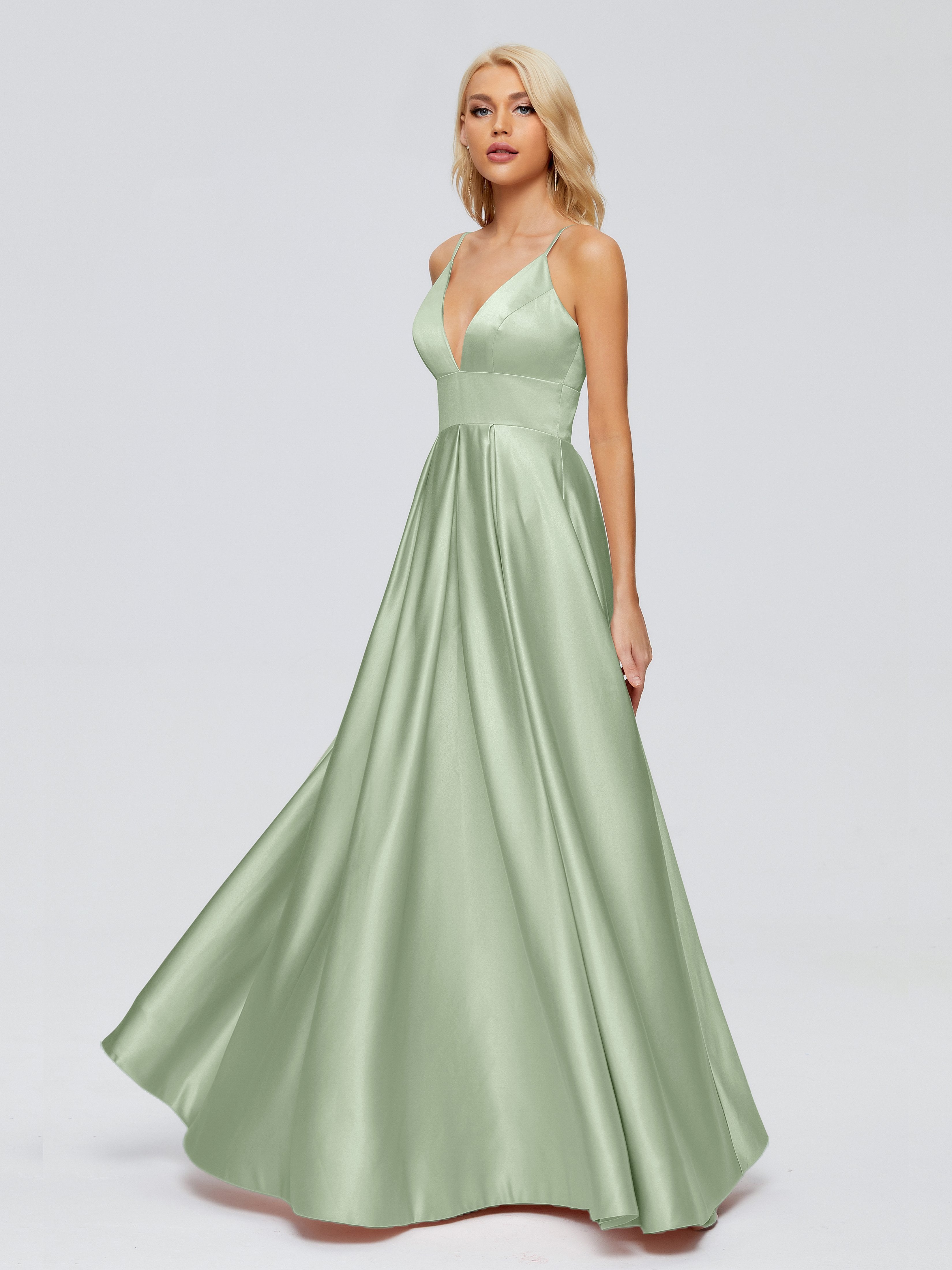 Faiths Dünne Träger Satin Partykleid