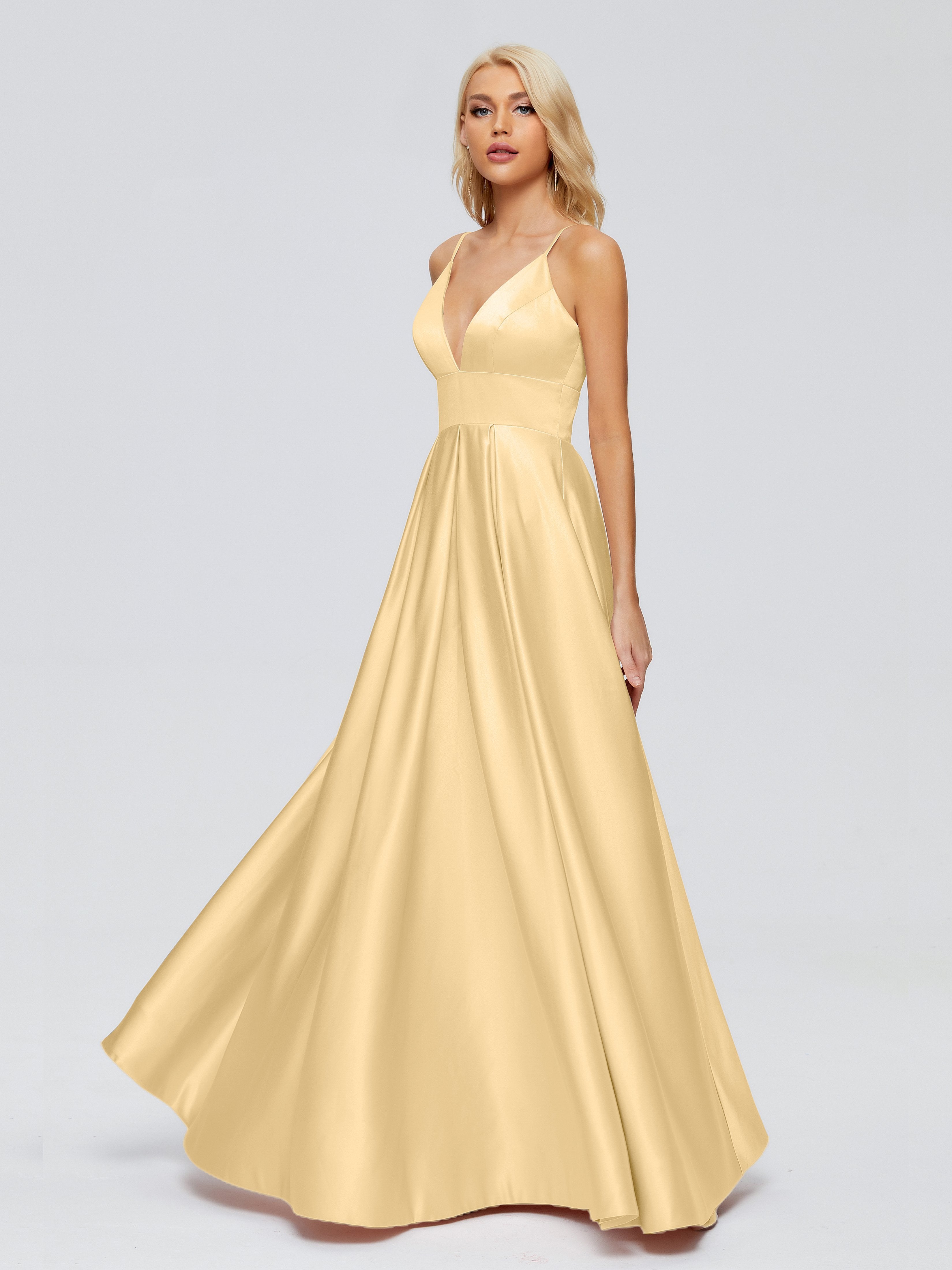 Faiths Dünne Träger Satin Partykleid