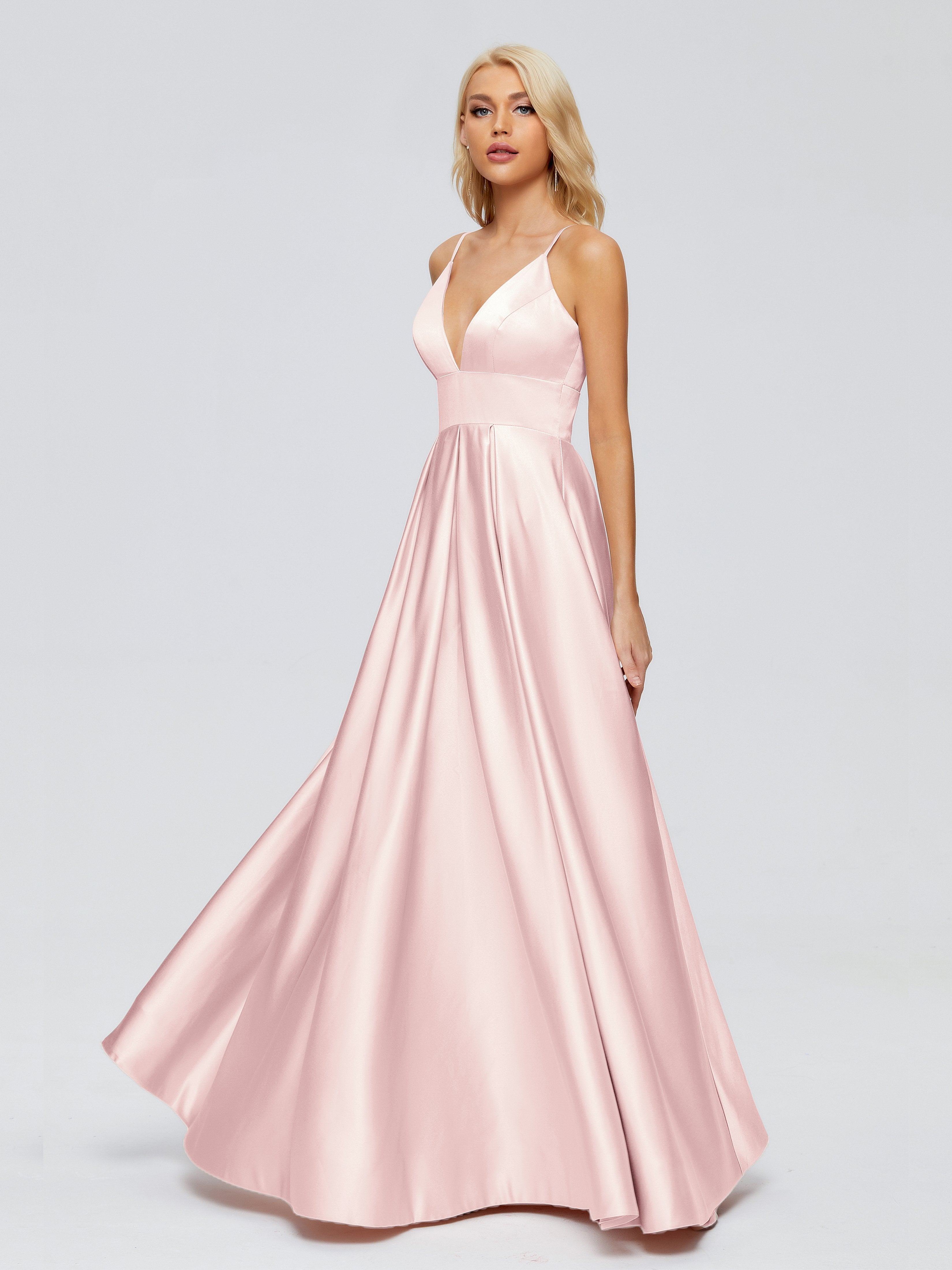 Faiths Dünne Träger Satin Partykleid