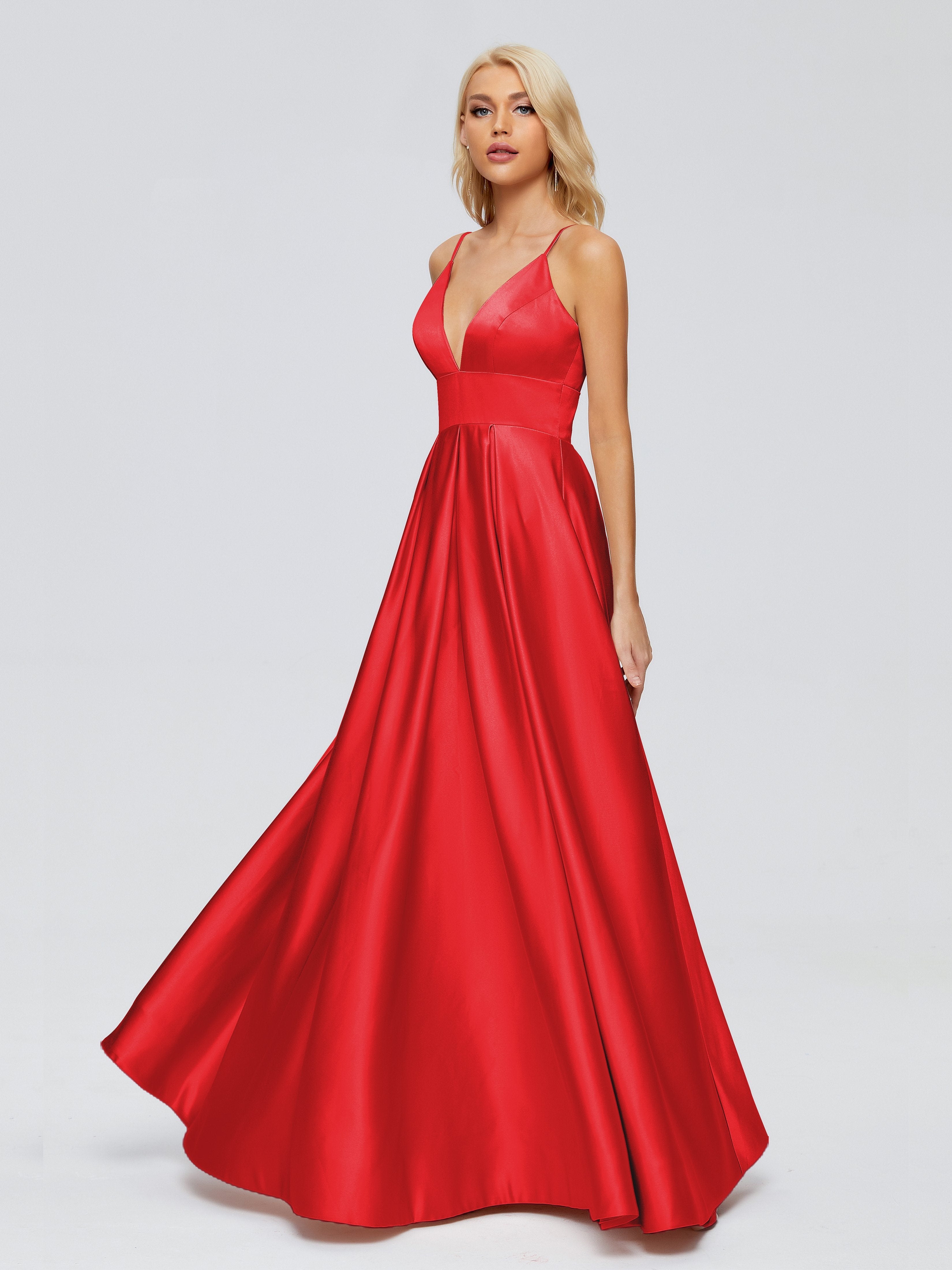 Faiths Dünne Träger Satin Partykleid