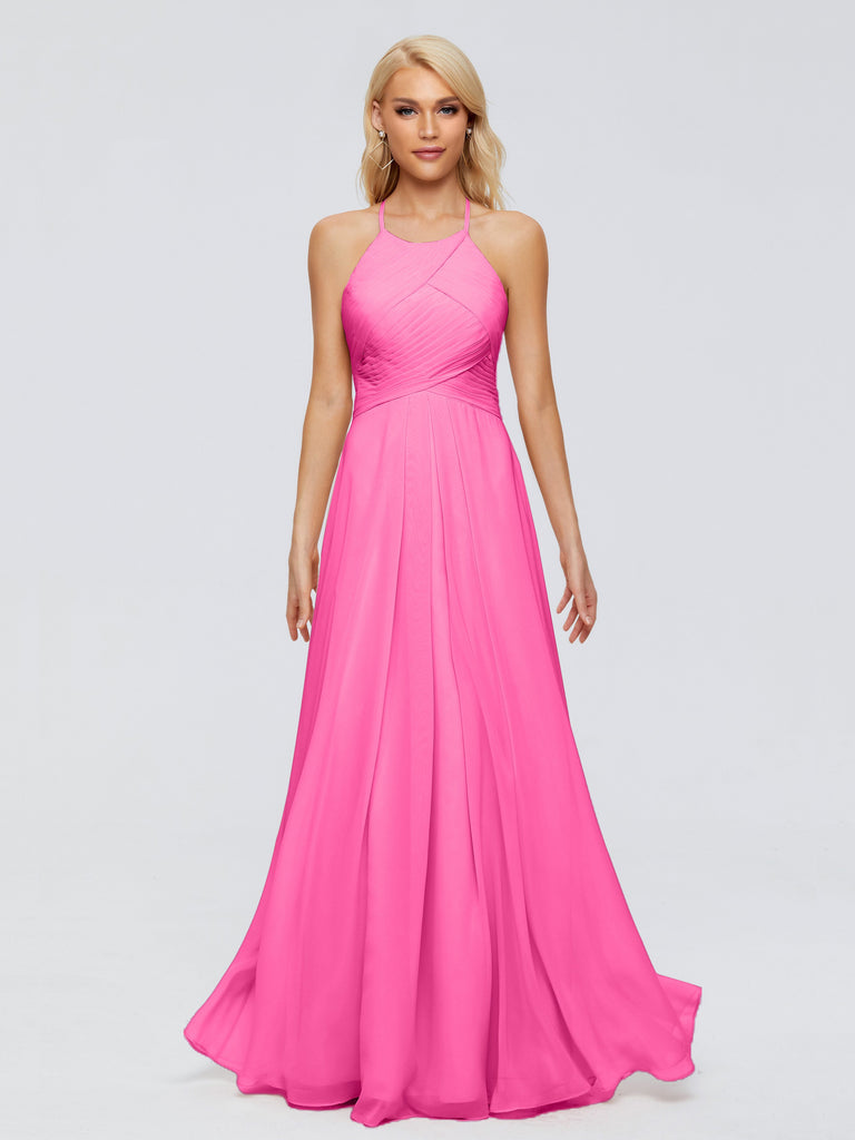 Finley A-Linie Hängehals Chiffon Brautjungfernkleider