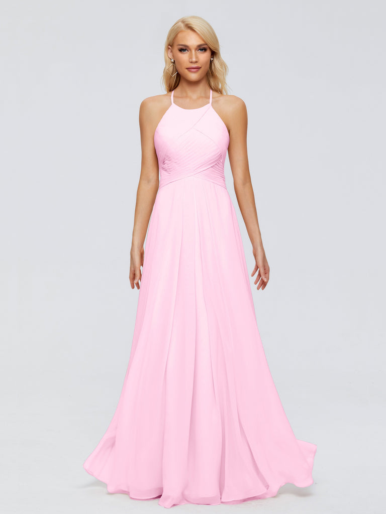 Finley A-Linie Hängehals Chiffon Brautjungfernkleider