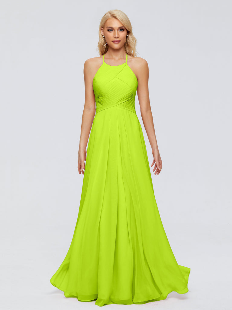 Finley A-Linie Hängehals Chiffon Brautjungfernkleider