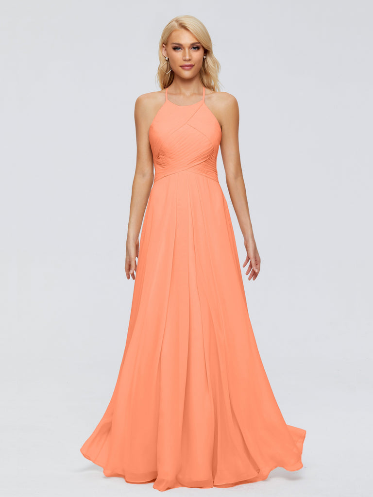Finley A-Linie Hängehals Chiffon Brautjungfernkleider